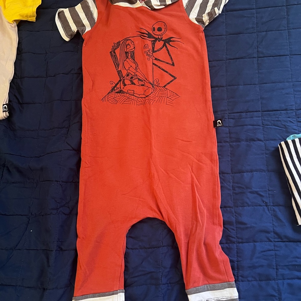 Nightmare before Christmas, Orange Kids One Piece with Striped Sleeves
